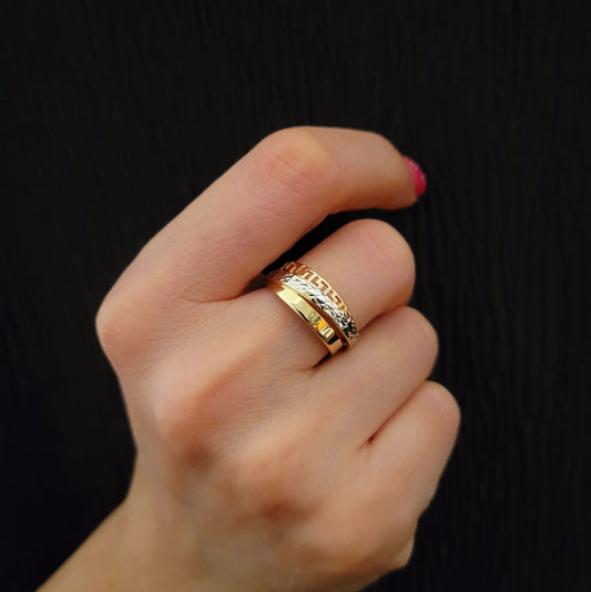 3 Color Ring Yellow, White and Rose