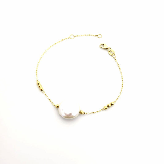 14k Yellow Gold Bracelet with Pearl