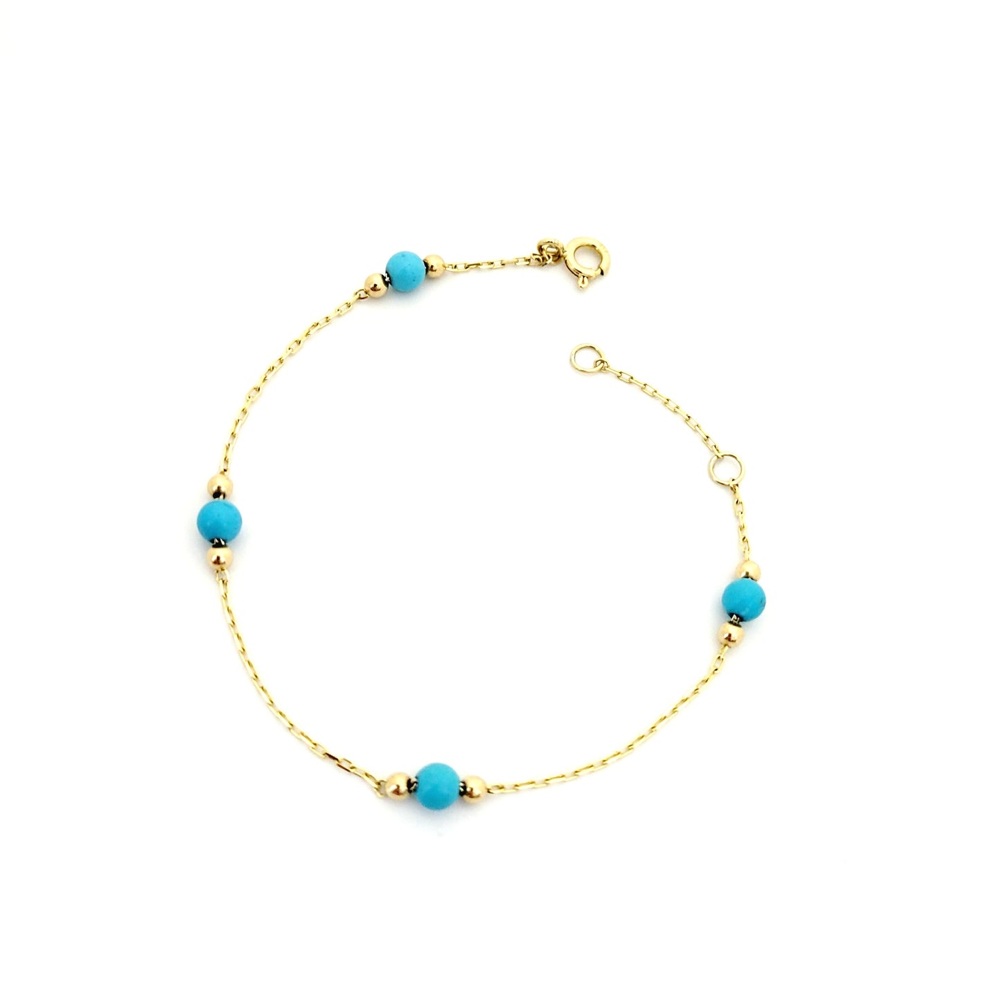 14k Yellow Gold Bracelet with Turquoise Stones